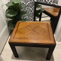 Modern Black + Wood Accent Table – Fully Restored | 29” L x 25” W x 22” H | Delivery Available
