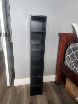 Tall Narrow Black Media Tower Shelf
