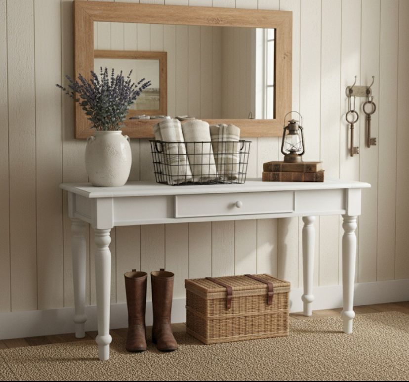 Elegant White Console Table - Entry Way Table