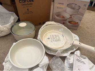 Nonstick Pots and Pans ceramic Cookware Set with Detachable Handle, Oven Safe, Stackable Kitchen Cookware   New sealed packages Pick up Belmont and br