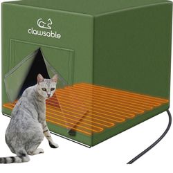 ge Heated Cat House for Outdoor Cats in Winter, Anti-Soaking Insulated Cat House, Elevated & Weatherproof, Warm Cat Shelter with Heating Pad, Outside 