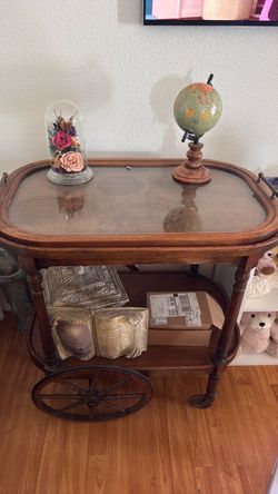 Vintage wooden tea and serving cart