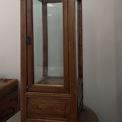 Antique Teak Display Cabinet 23”tall 9x9 Square