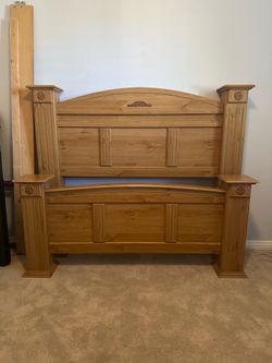 Queen Bed Headboard, Footboard, Side Rails, Dresser/Mirror & Side Table