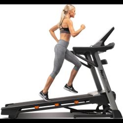 The NordicTrack Elite 1000  With a 10" touchscreen Interactive 
 Display 