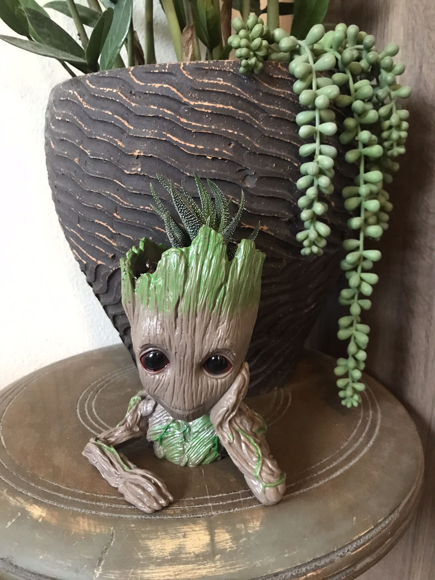 Baby Groot planter with succulent plant or indoor or outdoor use - gifts - patio - porch - potted plants - guardian of galaxy toy