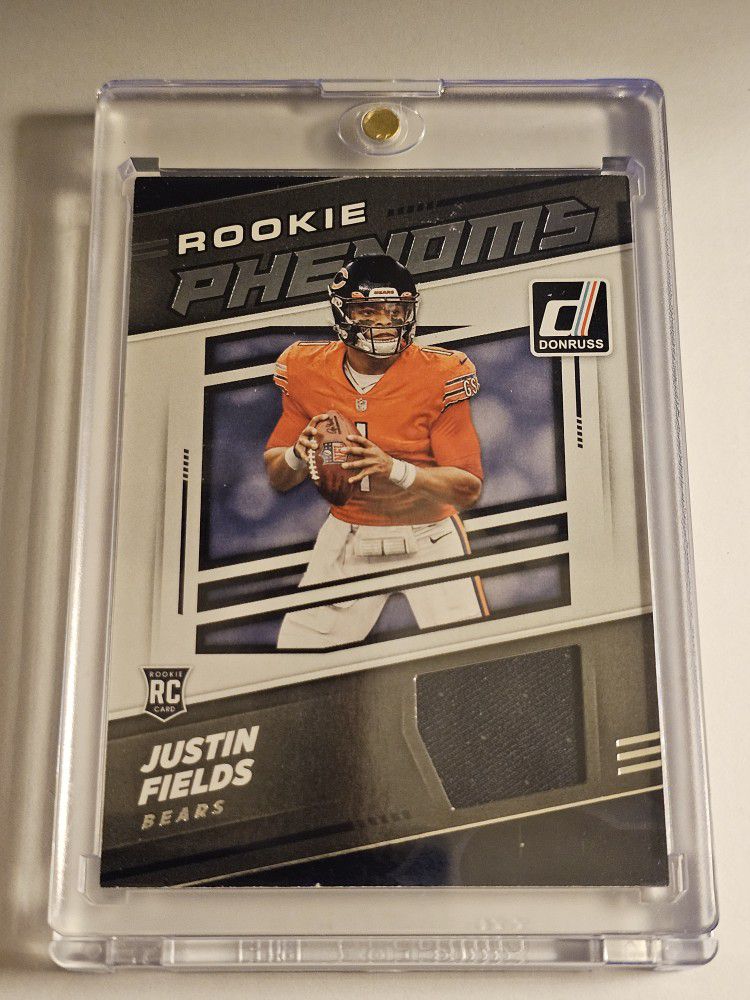 2021 Donruss Justin Fields RC Rookie Phenoms Jersey Patch SP Chicago Bears Pittsburgh Steelers Caleb Williams DJ Moore Rome Odunze George Pickens 