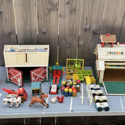 Fisher price playskool farm people animals cars schoolhouse lot