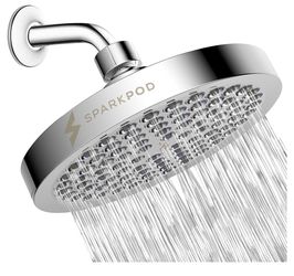 SparkPod Shower Head High Pressure , 6 Inch Round Polished Chrome Shower Head, Luxury Bathroom High Pressure Rain Shower head