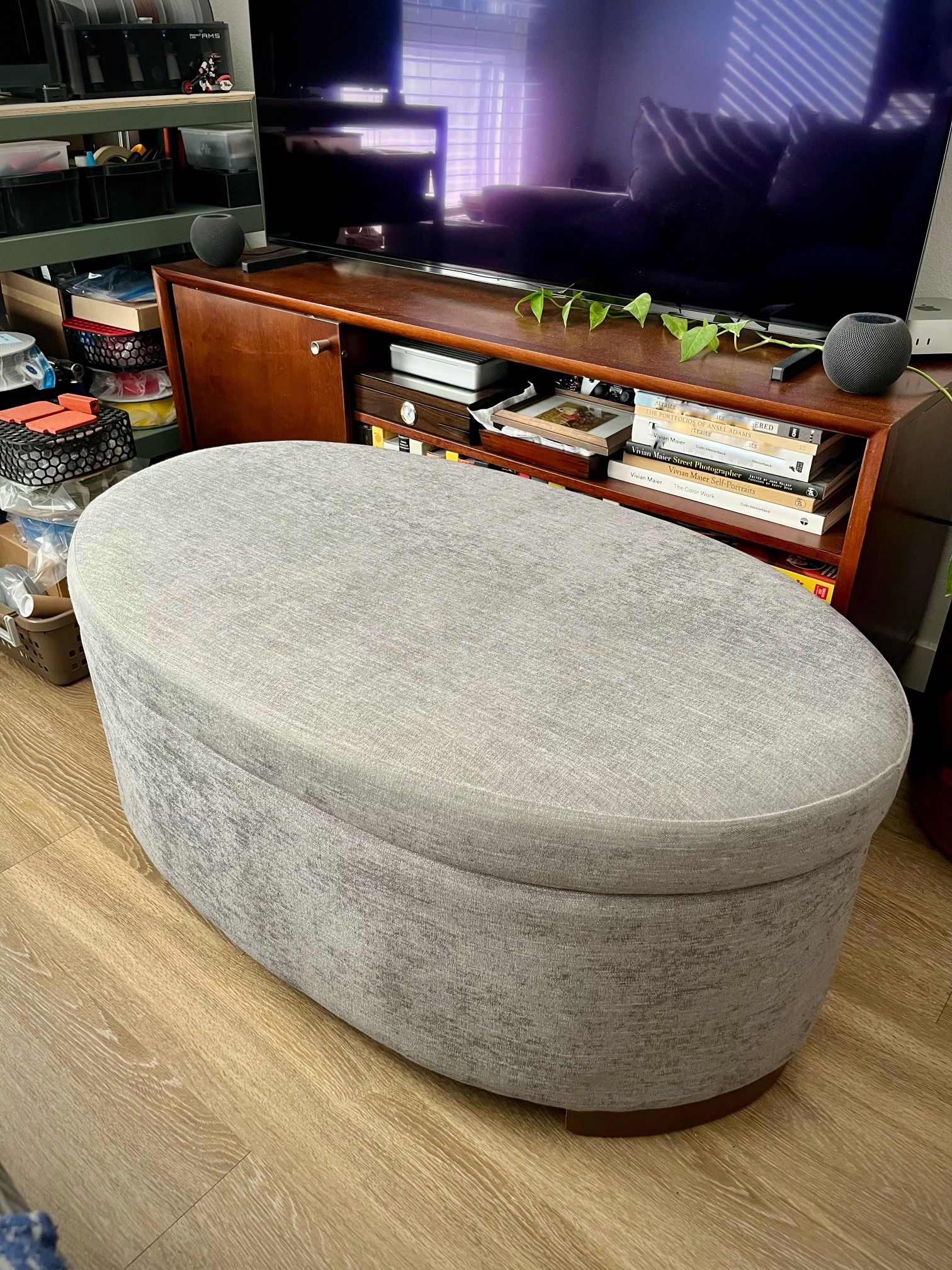 Large Grey Storage Ottoman / Coffee Table