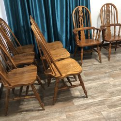 8 Solid Oak Dining Chairs $400 Cash
