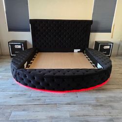 Brand New King Bed Round Shape With Storag & LED Light $998