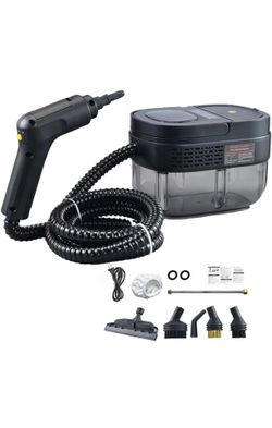 2500W Handheld Steam Cleaner, Portable Steam Cleaner 1600ML 3 Gear Adjustable for Cleaning Upholstery Bathroom Grout and Tiles Car Detailing Black
