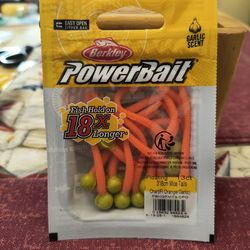 FISHING BERKELEY POWERBAIT ORANGE GARLIC MICE TAILS 13 CT