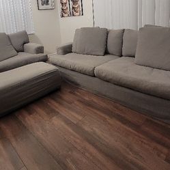 Slipcovered Gray Living Room Set-3 Piece 