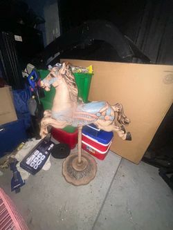 Vintage Carousel Horse on Stand