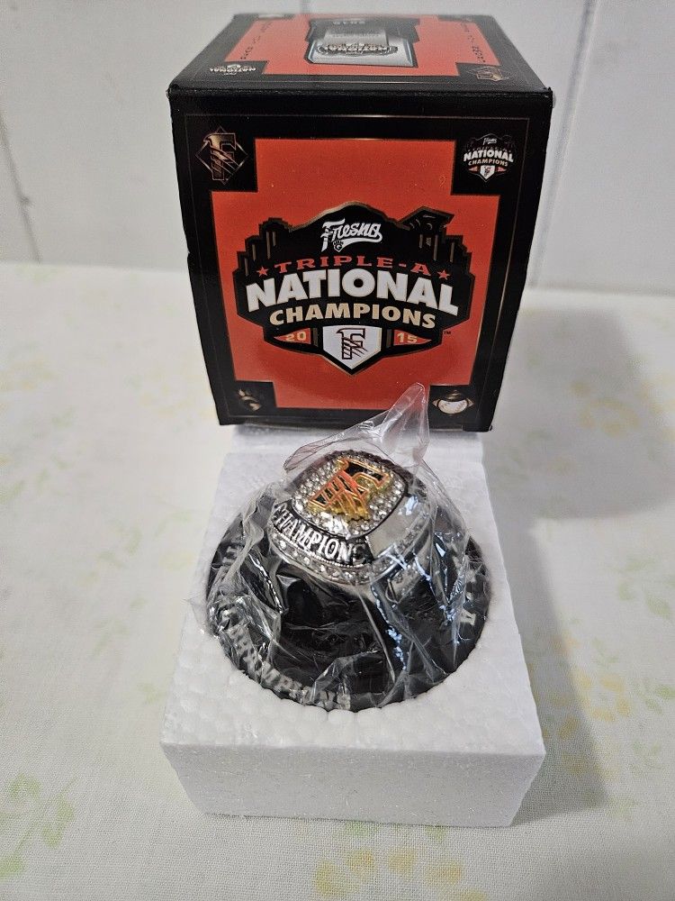 Fresno Grizzlies Triple A Baseball 2015 National Champions Ring Open Box New