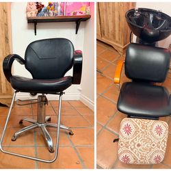 ✨ Salon Chair + Shampoo Bowl Set (Great Condition + Custom Detail) ✨