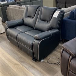 Black Leather Power With Reclining