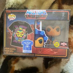 He Man and Masters of the Universe Funko Pop / T Shirt bundle NEW!!