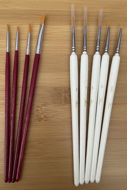 The Fine Touch Value Paint Brushes and Zhine White Liner Paint Brushes - 9 Brushes