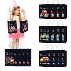 16Pcs Birthday Decoration,Among Video Game themed Party Supplies.Boy and Girl Favors Party Candy Gift Boxes,Party Favor Bags