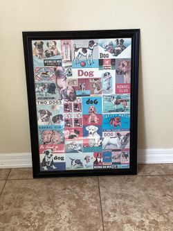 Rifle Paper DOG Decor Framed Picture Wood Frame Plastic Covering 32” H x 23” W