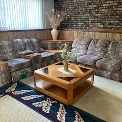 Sectional Reclining Couch Set w/ Sleeper Sofa