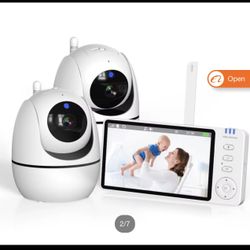 Baby Monitor with 2 Cameras and Audio,5” Large Display Video Baby Monitor