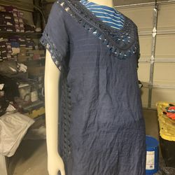 Blue Trim Cover Up  Bikini