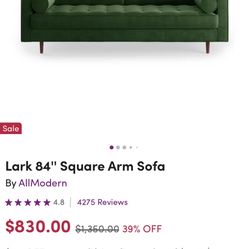 Green velvet Couch 