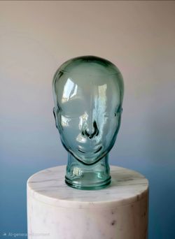 Vintage Vidrios San Miguel Spain Recycled Glass Mannequin Head 12"