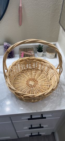 Large Round Wicker Basket with Handle set of 2
