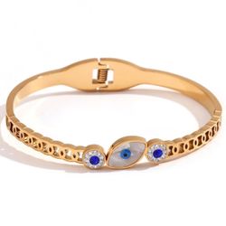 Devil's Eye Stainless Steel Rhinestones 18k Gold bracelet