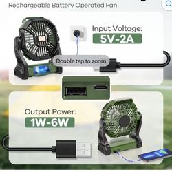10400mAh Portable Camping Fan with LED Lantern, Rechargeable Battery Operated Outdoor Fan, 4 Speeds, 270° Rotation, Power Bank Function for Tent, Hik