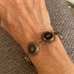 Mexico Sterling Silver And Black Onyx Bracelet