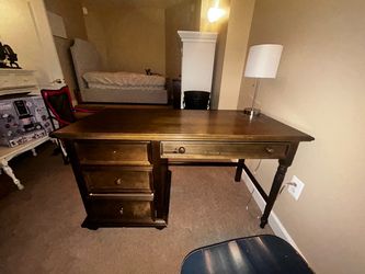 Dark Wood Writing Desk with Drawers