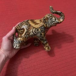 Animal Print Vintage Elephant Figurine Sculpture