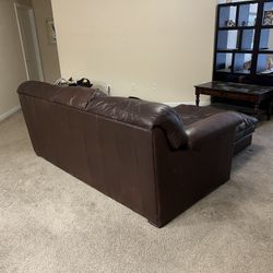 Custom Brown Leather Couch + Ottoman 