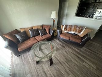 Two Couches with Glass Table