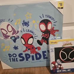 Marvel Spidey and His Amazing Friends Canvas and Neon Wall Art Bundle