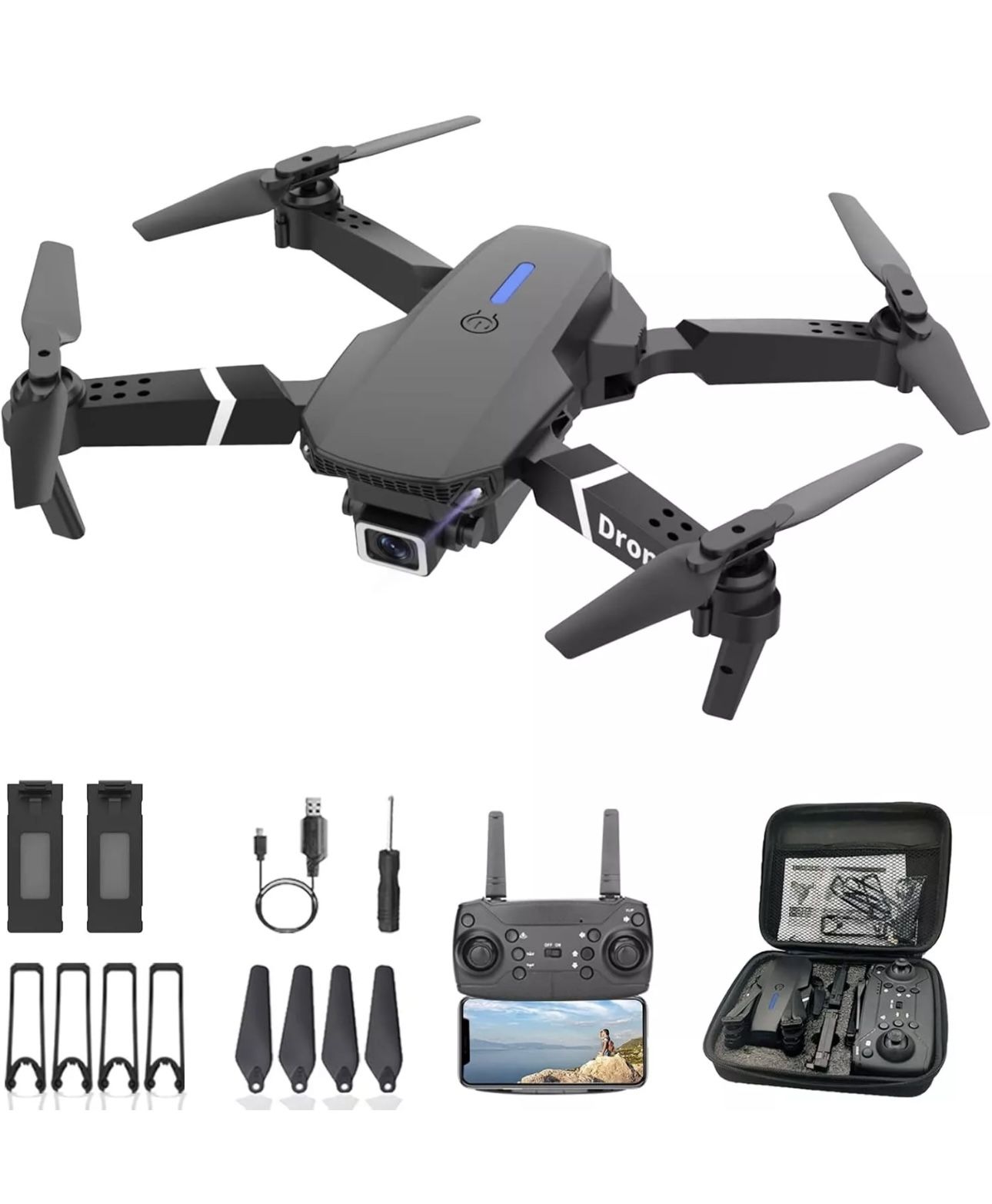 RC Drone 4K HD Camera WiFi FPV Black Quadcopter Blackbird Falcon Style Sealed