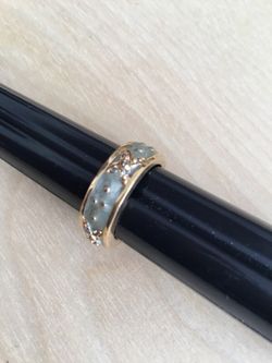 Gold plated green enamel ring