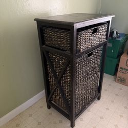 Wooden Table With Wicker Drawers
