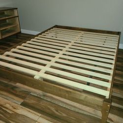 Mid-century Modern Walnut Queen Bed Frame