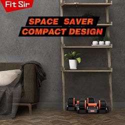 Set of 2 Single Adjustable Dumbbell 55LB, Fit Sir Weights Dumbbells Set 15~55lb Increment with Tray for Men Women Full Body Workout Exercise