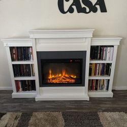 Fireplace Mantel with Bookshelves