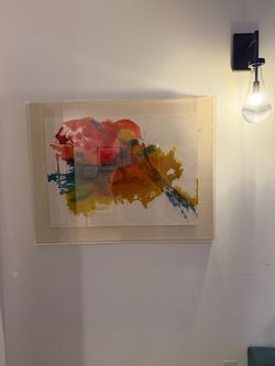 Original Signed Abstract Watercolor Painting by Ricci Stephenson – Lucite Frame