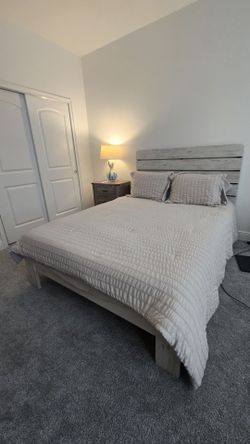 Queen bed frame with headboard