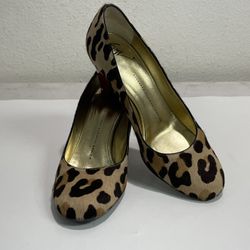 Giuseppe Zanotti ~ Pony Hair Leopard Print with Red Patent Heels ~ Size 38 / 7.5